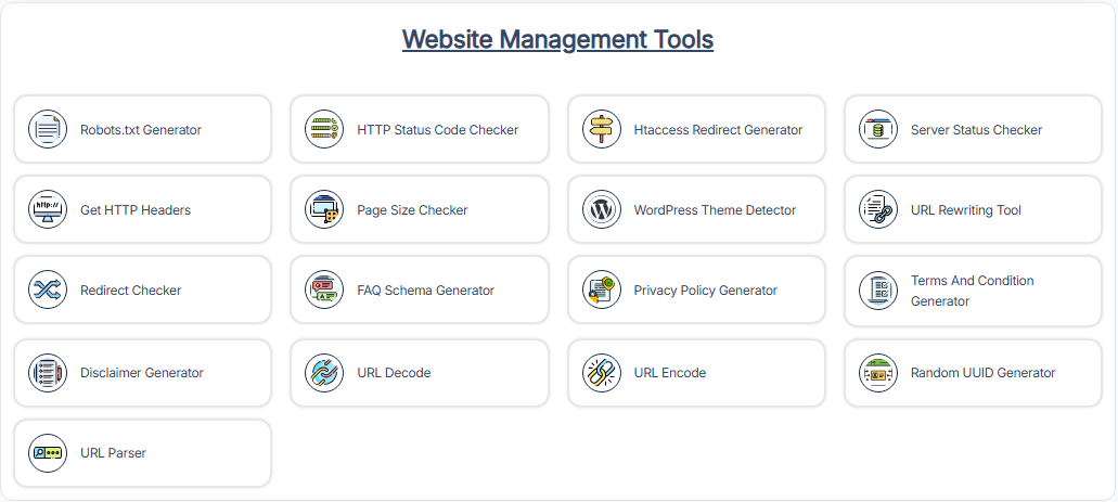 WEBSITE MANAGEMENT TOOLS